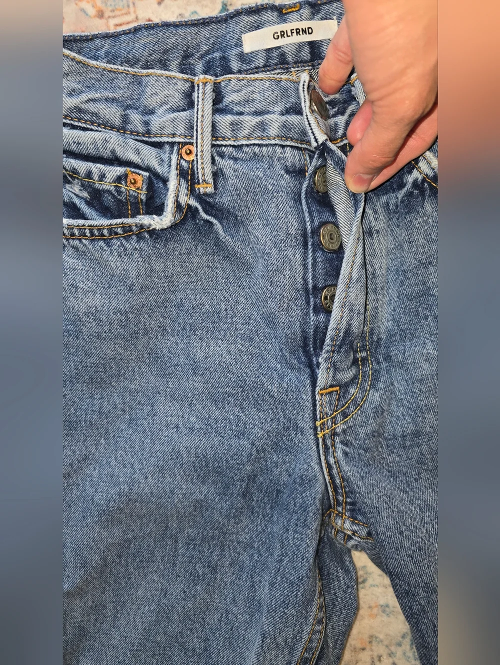 GRLFRND Karolina High Rise Straight Crop Button Fly Jeans Size 25 100% Cotton - Picture 12 of 13
